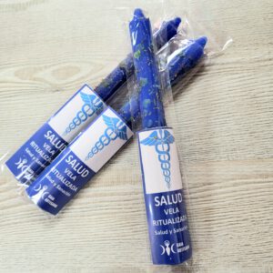Vela ritualizada azul “Salud” | Energía de sanación y bienestar