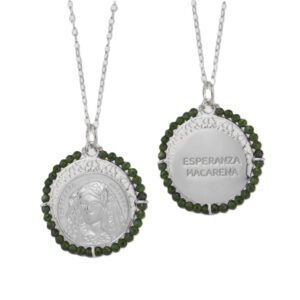 Gargantilla de Plata de Ley Esperanza Macarena con piedra verde esmeralda