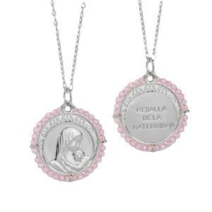 Gargantilla Maternidad en Plata con cuarzo rosa