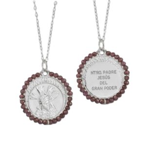 Gargantilla de Plata de Ley Ntro. Padre Jesús del Gran Poder con granate facetado