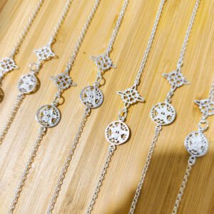 Pulsera Plata de Ley Doble Amuleto – Tetragramatón y Nudo de Bruja