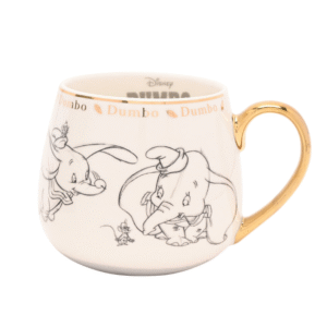 Taza Disney Dumbo – Diseño Lineal con Detalles Dorados + Caja Decorativa