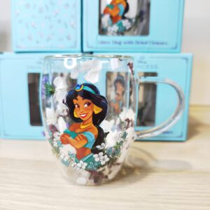 Taza de Cristal Doble Jasmine con Flores Secas