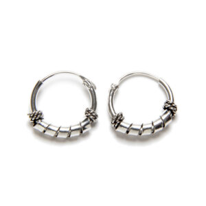 Aros Bali de plata de ley 12 mm con cuentas tubulares