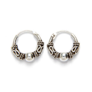 Aros Bali de plata de ley 10 mm con bola central