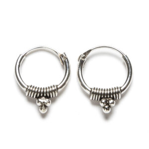 Aros Bali de plata de ley 10 mm con detalle decorativo