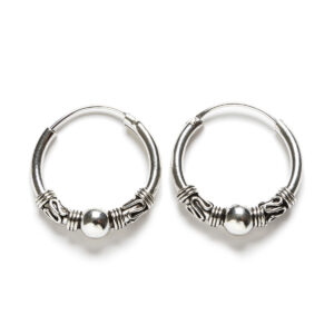 Aros Bali de plata de ley con bola central - 20mm