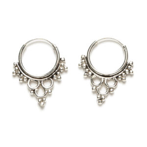 Aros Bali de plata de ley con adorno ornamental 20x15mm