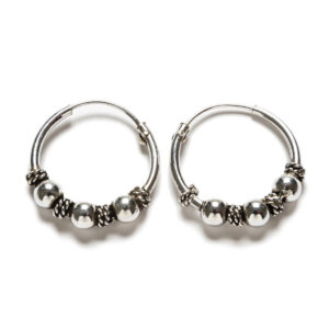 Aros Bali de plata de ley con 3 bolitas-18mm