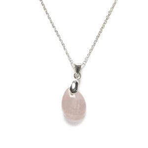 Collar de Plata de Ley con Colgante de Cuarzo Rosa Natural – Cadena 40 cm