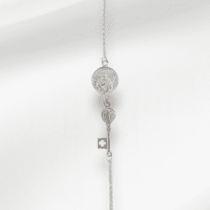 Pulsera plata San Judas y llave de San Benito