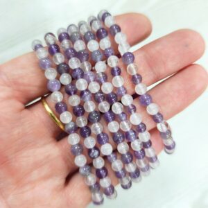 Pulsera Amatista y Cuarzo Blanco 4mm – Equilibrio y bienestar