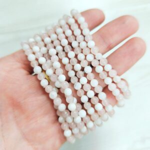 Pulsera Cuarzo Rosa y Piedra Luna 4mm – Amor y fertilidad